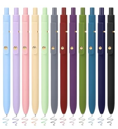 FIOVER Colored Pens, 12 Pack Colorful Gel Pens, Quick-Dry 0.7mm Medium Point for Journaling, Note Taking, Doodling, Aesthetic Office School Supplies, Gifts for Women Men - Image 1