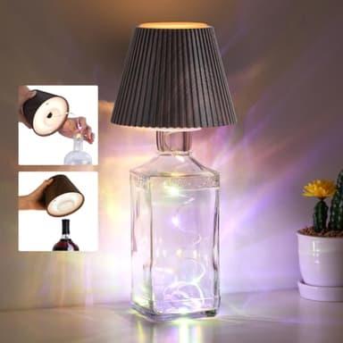 WILIT Wireless Bottle Lamp for Bar Decor, 3-Level Brightness Lampshades for Table Lamps, RGB Lamp for Bedroom, Table Decor for Living Room lamp, Cute Night Light for Women Gifts - Image 1