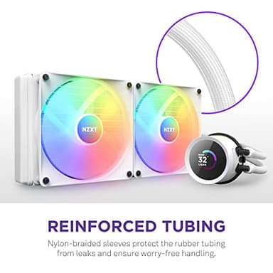 NZXT Kraken 280 RGB - RL-KR280-W1-280mm AIO CPU Liquid Cooler - Customizable 1.54" Square LCD Display for Images, Performance Metrics - High-Performance Pump - 2 x F140 RGB Core Fans - White - Image 8