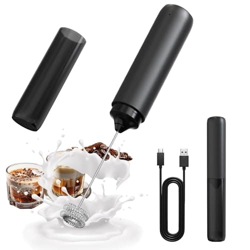CIRCLE JOY Rechargeable Milk Frother Hanheld, Dual Spring Whisk Electric Coffee Frother, Portable Hand Frother Wand Drink Mixer for Matcha Lattes Cappuccino, Kitchen Gifts, Black - Image 1