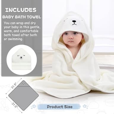 MoreFeel Collapsible Baby Bathtub for Newborn with Thermometer & 1 Hooded Towel & 1 Soft Floating Cushion,Portable Travel Bathtub with Drain Hole, Durable Foldable Baby Tubs for Infants to Toddler - Image 6