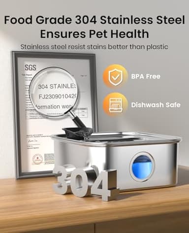 oneisall Dog Water Fountain for Large Dogs, 10L/2.6Gal Dog Fountain Water Bowl with Multi-Filtration & Deeper Drinking Aera, Large pet Water Fountain with Water Window & LED, Ultra-Quiet - Image 7