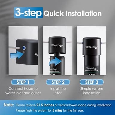 Waterdrop 17UB-UF 0.01 μm Ultra Filtration Under Sink Water Filter System for Baçtёria Reduction, Reduces Lead, Chlorine, Bad Taste & Odor, 24K Gallons, with Dedicated Brushed Nickel Faucet, USA Tech - Image 8