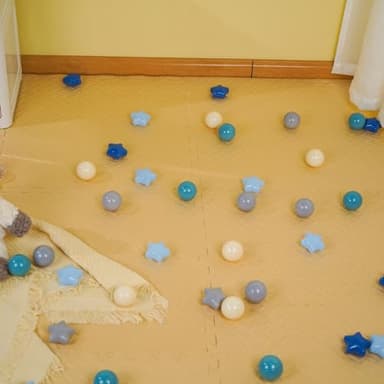 TRENDPLAY Star Ball Pit Balls for Toddlers - 200 Count Star Balls Different Shapes, Non-Toxic Plastic Balls for Safe Play, Boys Girls Festival Party Decoration, Cream Blue - Image 7