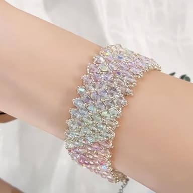 Laopottbeads 1100PCS 4mm Bicone Crystal Glass Beads for Jewelry Making, Sparkling Mini Beads for Suncatchers, DIY Bracelets & Craft Projects (AB White) - Image 4