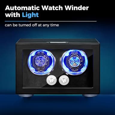 ANWBROAD Watch Winder for Automatic Watches, Double Watch Winder with LED and 4 Rotating Modes, Automatic Watch Winder Super Quiet Motor, Watch Winder Box with Adapter for Man UJWW004B - Image 9