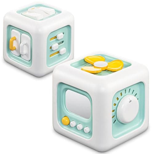 SOCBTNSO Busy Cube Toy, Sensory Toys for Toddlers 1-3, Baby Car Seat Toys 12-18 Months, Toddler Airplane Travel Toys Age 1-2, Learning Fine Motor Skills, 1st Birthday Gifts Boys Girls - Image 1
