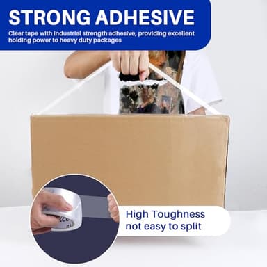 RAZCC Clear Packing Tape, 12 Rolls Heavy Duty Packaging Tape with Dispensers for Packing Shipping Moving and Sealing, Thicker Packing Tape-2" x 65 Yards Per Roll, 780 Total Yards - Image 5