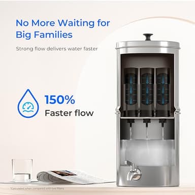 Waterdrop Gravity-fed Water Filter System, with Upgrade 3 Black Carbon Filters and Metal Spigot, 9000 Gallon Longer Lifespan and 150% Faster Flow, King Tank Series, 2.25G - Image 4