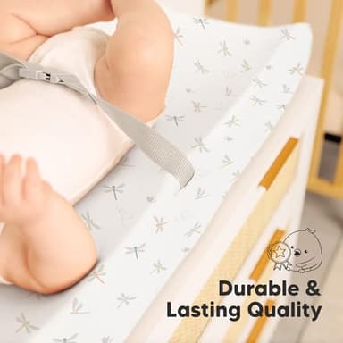 2-Pack Baby Changing Pad Covers for Girl, Boy, Neutral - Soft Viscose Derived from Bamboo Changing Table Pad Cover Sheets, Baby Nursery Diaper Changing Pad Cover, Contour Changing Pad Liner (Meadow) - Image 7