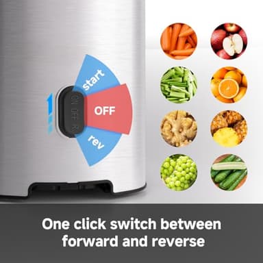 AMZCHEF Cold Press Juicer, 5.4" Juicer Machines with Large Feed Chute for Whole Fruits & Vegetables, Stainless Steel Juice Extractor with Large Auger, Triple Strainers, Easy Cleanup & Assembly - Image 8