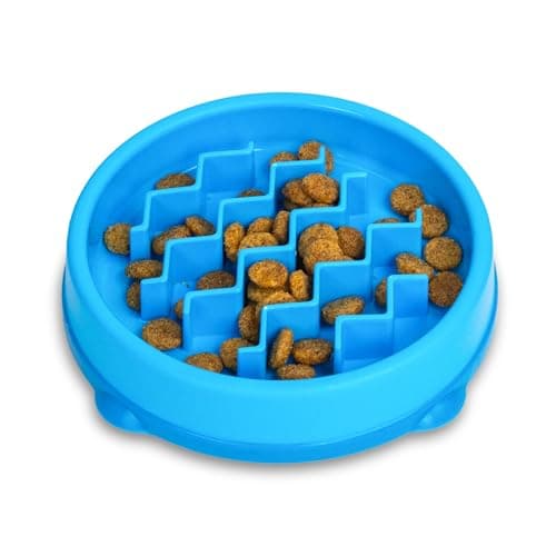 Catstages Kitty Slow Feeder Cat Bowl for Wet or Dry Cat Food, Helps Prevent Bloat & Improve Digestion, Non-Slip, BPA-Free, Small, Blue - Image 1