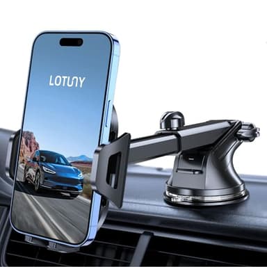 LOTUNY Phone Holders for Your Car Upgraded Car Phone Holder Mount Hands Free Universal Automobile Cradle for Dashboard Windshield, Compatible with iPhone Samsung Google and All Phones - Image 1