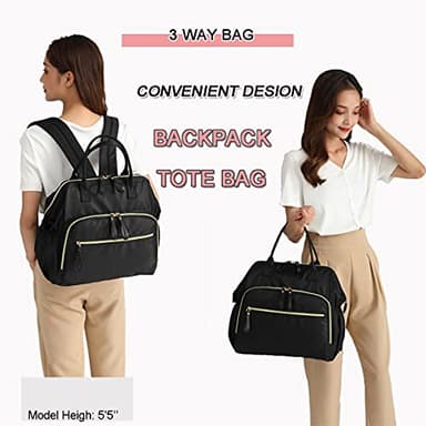 LORADI Convertible Diaper Bag Tote, Wide Open Top 14 Pockets Stylish Baby Diaper Bag with Stroller Buckle, Water-resistant (Black, Large) - Image 7