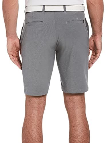 PGA TOUR Men’s 9” Flat Front Horizontal Textured Golf Shorts, 4-Way Stretch, Moisture-Wicking, Sun Protection, Dk Grey Htr, 46 - Image 2