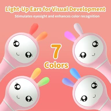 alilo Smarty Bunny Baby Rattle Musical Light Up Toys, Infants Newborns Baby Toys 0-3-6-12-18-24 Months,1 Year Old Boy Girl Gifts, 4 Music Modes and Color Recognition Function with 9 Color Card - Image 9