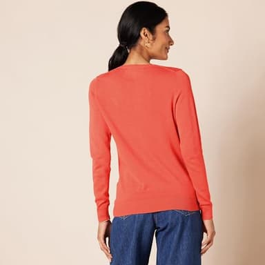 Amazon Essentials Women's Long-Sleeve Lightweight Crewneck Sweater (Available in Plus Size), Coral Pink, Large - Image 3