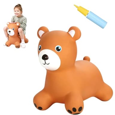 INPANY Bouncy Horse, Bear Hopper Toys, Toddlers Bouncing Animal, Kid Ride on Rubber Bouncer, Outdoor Indoor Cute Birthday Gifts for 2 3 4 Year Old Girls Boys - Image 1