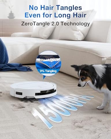 ECOVACS DEEBOT T50 PRO Omni Robot Vacuum and Mop, 3.19” Ultra-Slim, 15,000Pa Suction, ZeroTangle 2.0, TruEdge Edge Cleaning, AIVI 3D Obstacle Avoidance, Auto Mop Wash & Dry, Self-Emptying,White - Image 5