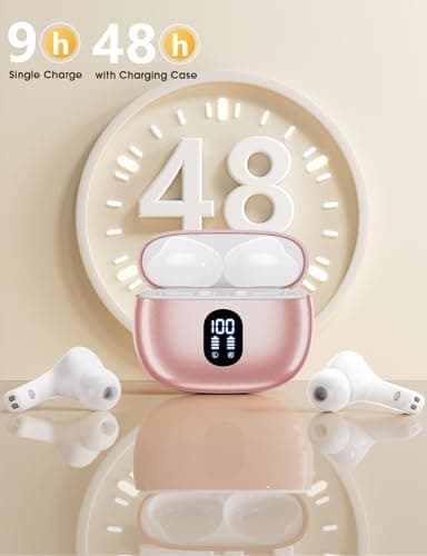 ZZU Wireless Earbuds, 2025 Ear Buds with Big Bass Stereo Sound, Lightweight Bluetooth Earbuds with 48 Hours Playtime, in-Ear Fit Earphones, IPX7, Hands-Free Calls with Al for iPhone, Android, Pad - Image 4
