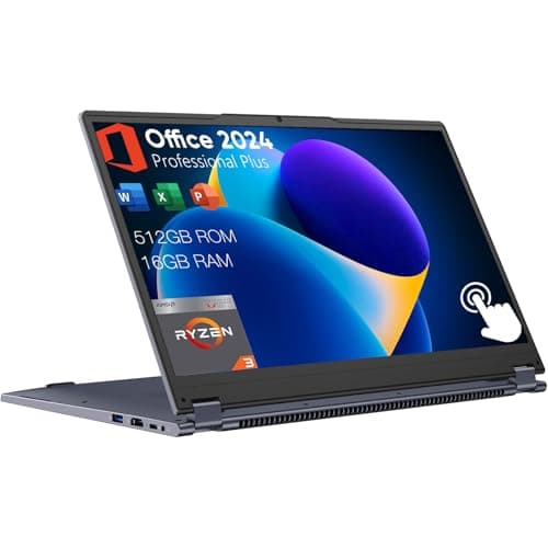 AE86 15.6" 2-in-1 Laptop | 16GB DDR4 RAM 512GB Storage | AMD Ryzen 3 3200U (up to 3.5GHz) | AMD Radeon Vega 3 | FHD Touchscreen | Windows 11 Pro | Wi-Fi 5 | BT5.1 | RJ45 | Backlit Keyboard, Gray - Image 1