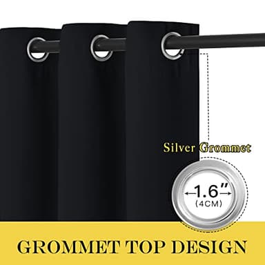 NICETOWN Black Out 132 inch Curtain for Patio Door, Grommet Thermal Insulated Room Divider Extra Wide Window Treatment Sound Reducing for Bedroom, Black, 1 Panel, W100 x L132 - Image 3