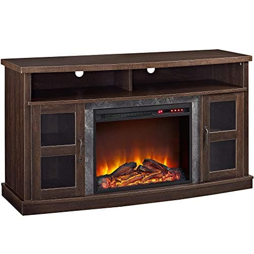 Ameriwood Home Barrow Creek Fireplace Console with Glass Doors for TVs up to 60", Espresso - Image 1
