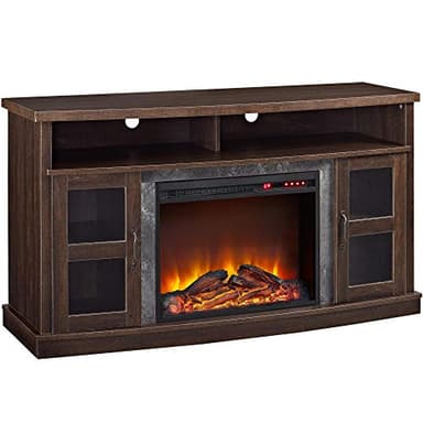 Ameriwood Home Barrow Creek Fireplace Console with Glass Doors for TVs up to 60", Espresso - Image 1