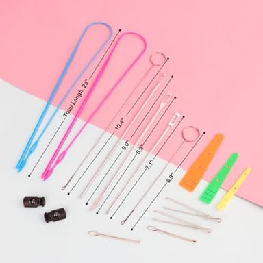 Tudniky 16 PCS Drawstring Threader, Loop Turner Sewing Tool with Flexible Hoodie String Threader and Cord Locks, Easy Drawstring Threader Bodkin Sewing Tool for Shorts Pants Jackets Coats Hoodies - Image 2