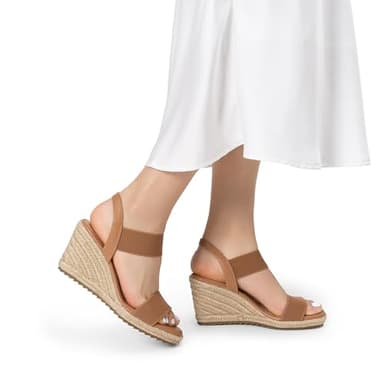 DREAM PAIRS Womens Open Toe Espadrilles Dressy Platform Sandals Slip on Elastic Ankle Strap Wedges Sandals SDPW222W Camel Size 9.5 - Image 6