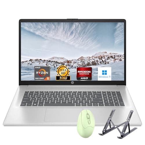 HP 17.3" Laptop, Full HD (1920 * 1080) Display, AMD Ryzen 5 Processor (Beats i7-11370H), 32GB RAM, 1TB SSD, Windows 11 Home, Webcam, Wi-Fi, Bluetooth, Natural Silver, Alpacatec Accessory - Image 1