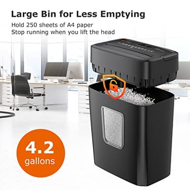 Bonsaii 6 Sheet High Security Micro Cut Paper Shredder, Credit Cards/Mail/Staples/Clips Shredder for Home Use with 4.2 Gallon Bin (C261-D) - Image 4