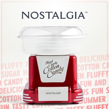 Nostalgia Cotton Candy Machine - Retro Cotton Candy Machine for Kids with 2 Reusable Cones, 1 Sugar Scoop, and 1 Extractor Head – Red - Image 6