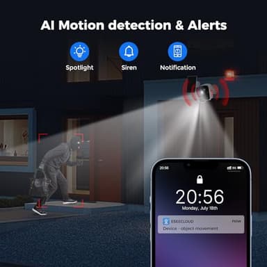 Hiseeu Solar Security Cameras Wireless Outdoor, Battery Powered 3K 4MP Surveillance Indoor WiFi Smart Cameras for Home Security Outside, Motion Detection, Waterproof, Color Night Vision, 2-Way Audio - Image 6