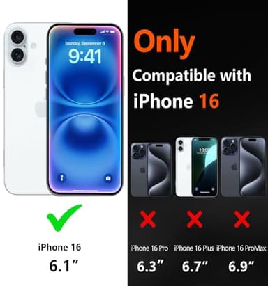 Diverbox for iPhone 16 Case [Shockproof] [Dropproof] [Tempered Glass Screen Protector + Camera Protectors] Heavy Duty Protection Phone Case Cover for Apple iPhone 16 (Black) - Image 2
