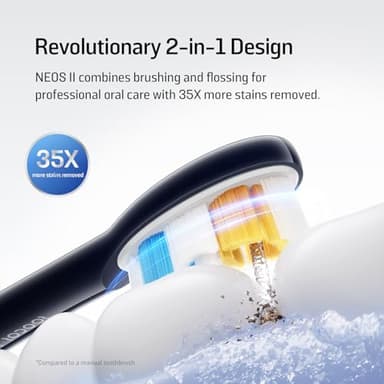 Soocas NEOS II - Sonic Electric Toothbrush and Water Flosser, Cordless Oral Irrigator, Electric Toothbrush for Adults, Portable Water Flosser, Superior Plaque Removal, Dark Violet - Image 2