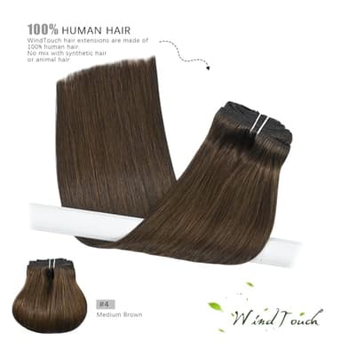 WindTouch Clip in Hair Extensions Real Human Hair #4 Chocolate Brown Hair Extensions Clip Ins 22inch 120g 7Pcs Human Hair Clip in Extensions Soft Straight Human Hair Extensions - Image 2