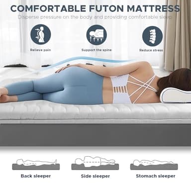 Japanese Futon Floor Mattress, 100% High Density Comfortable Foam, 3.5" Thicken Foldable Mattress Tatami Mat Sleeping Pad, Ideal for Comfort and Support, Kids Floor Lounger Pillow Bed Sofa (Twin） - Image 4