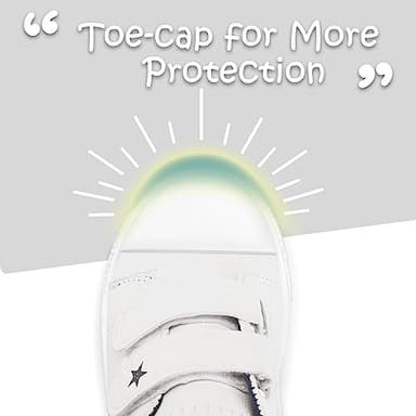 K KomForme Toddler Boys & Girls Shoes Kids Canvas Sneakers with Cartoon Dual Hook and Loops, Size 12 Little Kid, White - Image 4