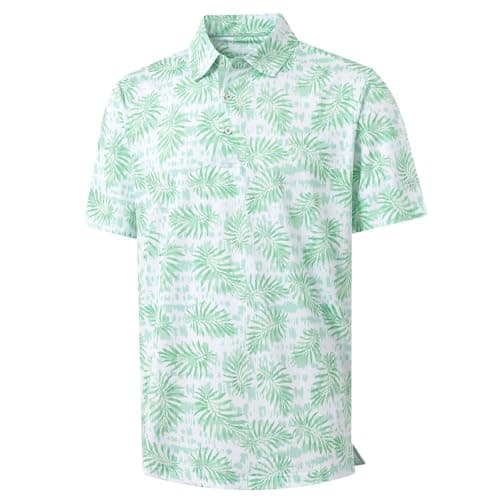 M MAELREG Mens Golf Shirt Short Sleeve Dry Fit Print Moisture Wicking Performance Patterns Collared Polo Shirt - Image 1