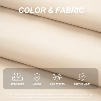 Hobestluk Giant Bean Bag Chair Lazy Floor Sofa, Memory Foam Fireside Sofa for Adults, Big Beanbag Faux Leather Armless Chair for Living Room Bedroom Dorm Office (Beige, Single) - Image 5