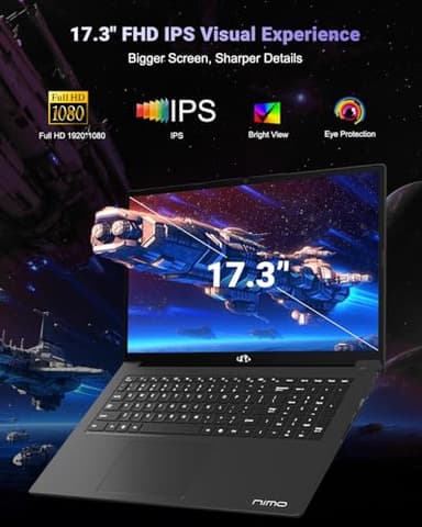 NIMO 17.3" Gaming-Laptop, 8 Cores AMD Ryzen 7 8745HS 16GB DDR5 RAM 256GB SSD (Beat R9 6900HX, up to 4.9GHz) Radeon 780M Graphics IPS FHD Computer with 100W Type-C Fingerprint, Backlit Keyboard - Image 4