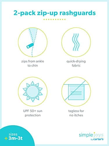 Simple Joys by Carter's Baby and Toddler Girls' 2-Pack Zip Rashguards - Image 4