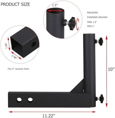Universal Trailer Hitch Mount Flag Pole Holder,for Any Vehicle with 2" Hitch Receiver,Black - Image 4