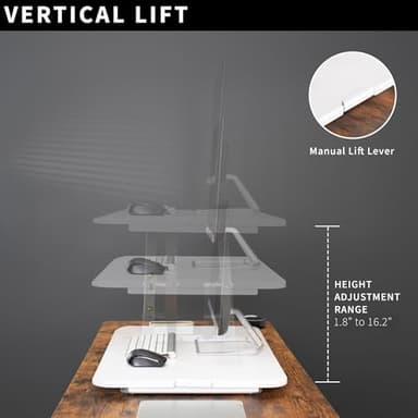 VIVO Economy Single Top Height Adjustable 29 inch Standing Desk Converter, Sit Stand Tabletop Monitor and Laptop Riser Platform Workstation, White, DESK-V000UW - Image 4