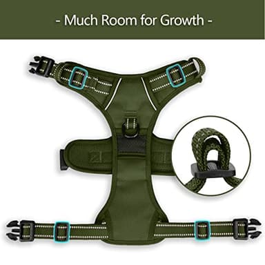 PoyPet No Pull Dog Harness, No Choke Reflective Dog Vest, Adjustable Pet Harnesses with Easy Control Padded Handle for Small Medium Large Dogs(Military Green,XS) - Image 6