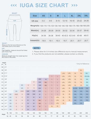 IUGA High Waisted Yoga Pants for Women with Pockets Capri Leggings for Women Workout Leggings Yoga Capris - Image 6