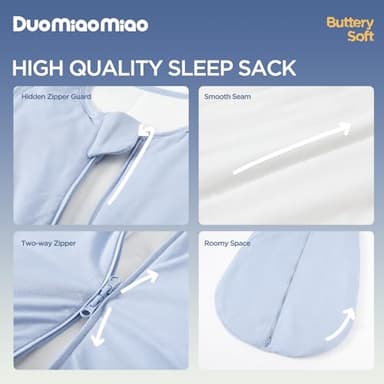 Duomiaomiao 2 Pack Buttery Soft Rayon Made from Bamboo Baby Sleep Sack 6-18 Months 1.0 TOG, Premium Baby Sleeping Bag 2-Way Zipper for Babies - Image 3