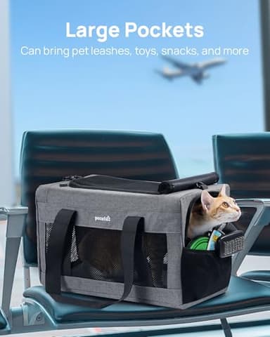 Airline Approved Cat Carrier, Pet Carrier Soft-Sided, Portable Dog Carrier with Stable Structure, TSA Approved Pet Carrier for Pets Less Than 12lbs, Cat Carrier Bag Suitable for Travel, Gray - Image 6