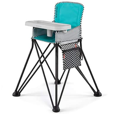 Bright Starts by Summer Pop ‘n Dine SE Highchair, Sweet Life Edition, Aqua Sugar Color - Portable Space Saver High Chair for Indoor/Outdoor Dining with Fast, Easy, for 6 Months - 45 Pounds - Image 1